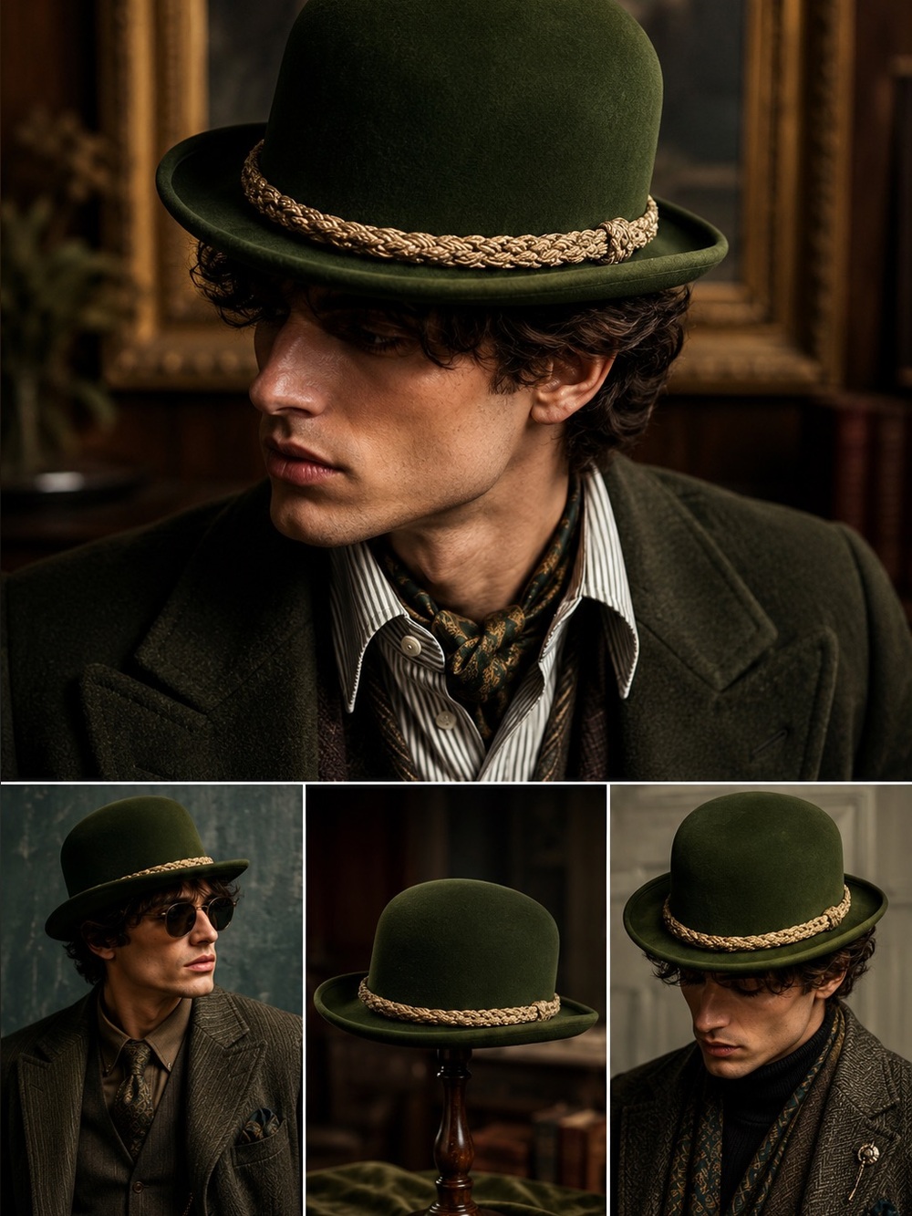 Vintage P&C. Habig Wien Austrian Green Fur Felt Derby Bowler Hat Bullock & Jones